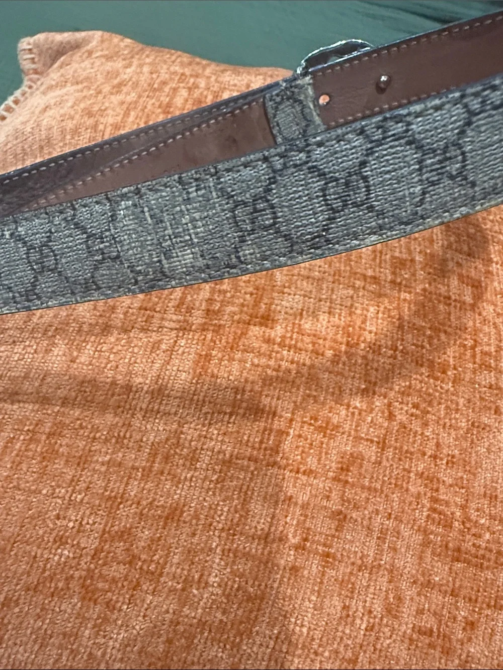 Gucci Beige Monogram GG Silver Buckle Women's Belt